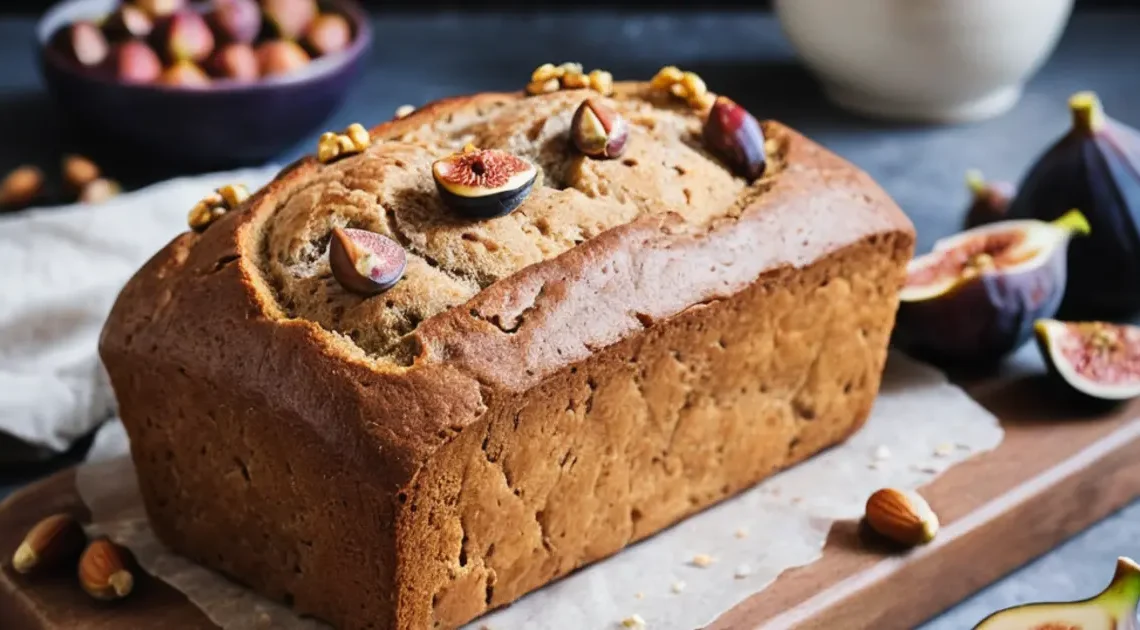 Fig Bread with Whole Wheat Flour, Honey, and Hazelnuts.