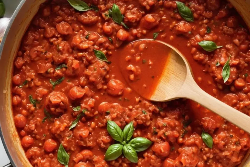 A plate of delicious meatless baked ziti with melted cheese and marinara sauce.