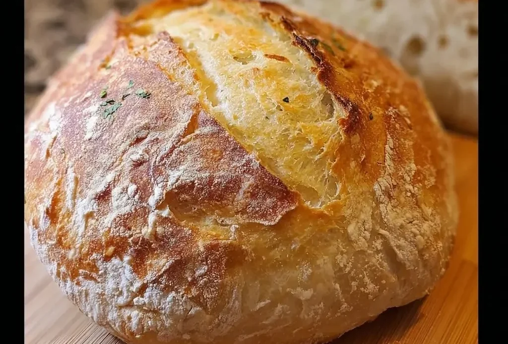 Freshly baked artisan bread made with just 4 simple ingredients