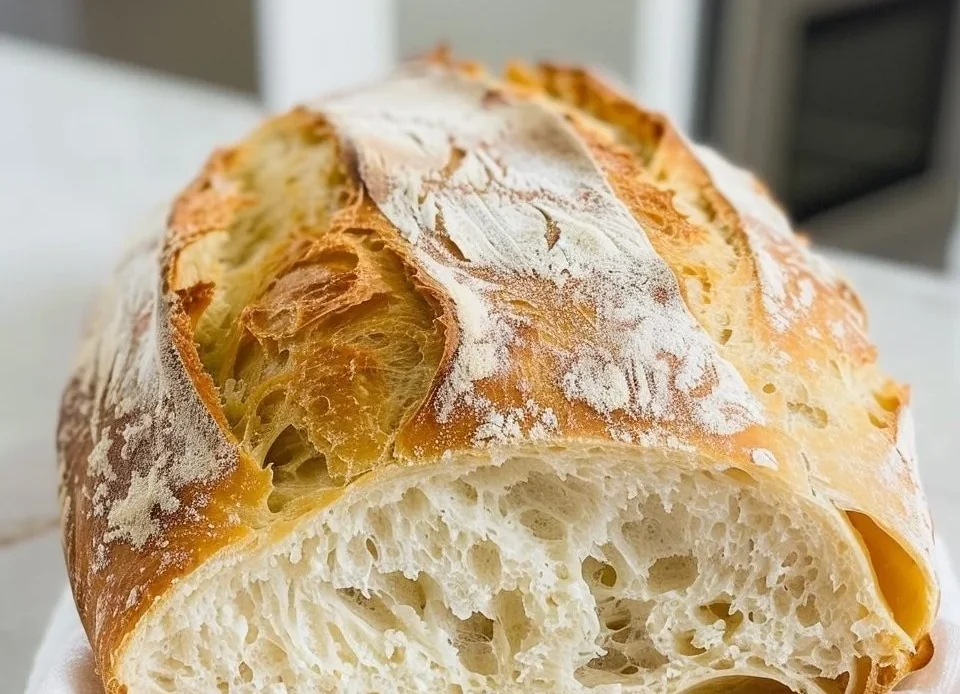 Freshly baked artisan bread with a golden crust and soft inside
