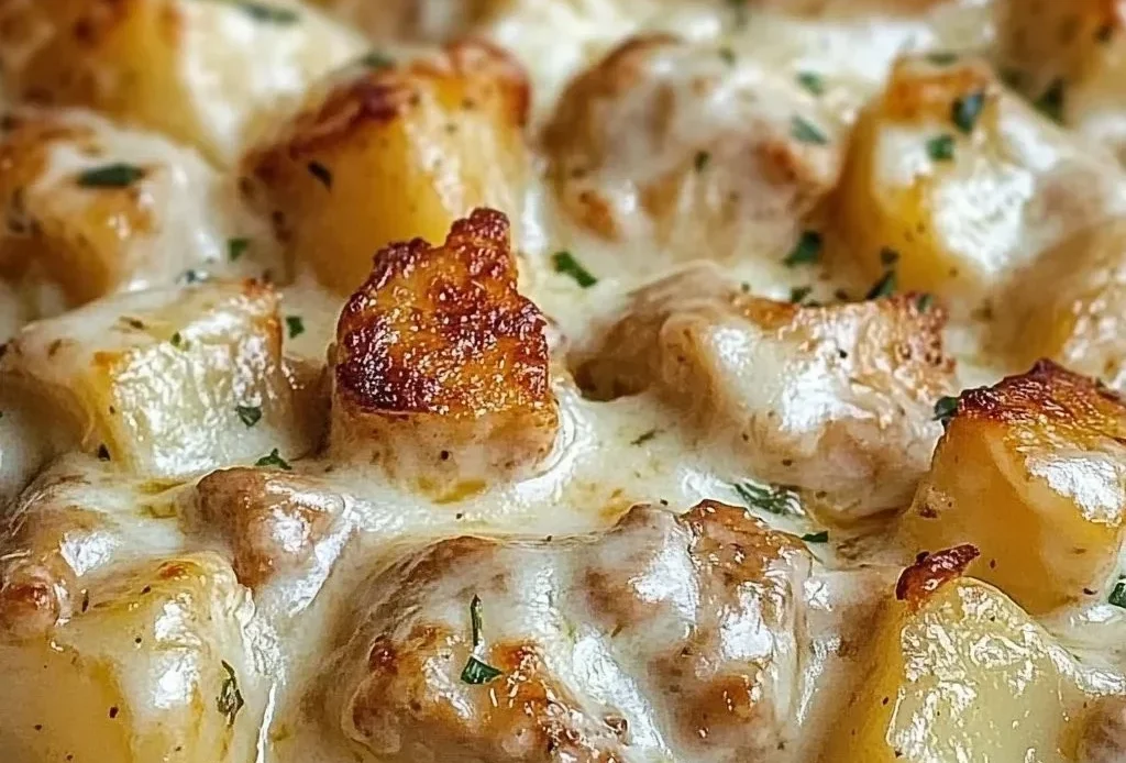 Garlic Parmesan Chicken and Potatoes cooked in a crockpot