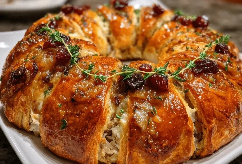 Savory Turkey Crescent Ring served on a festive table