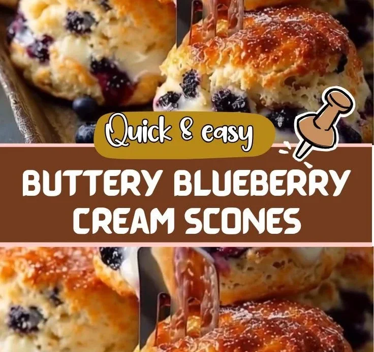Delicious blueberry cream scones fresh out of the oven.