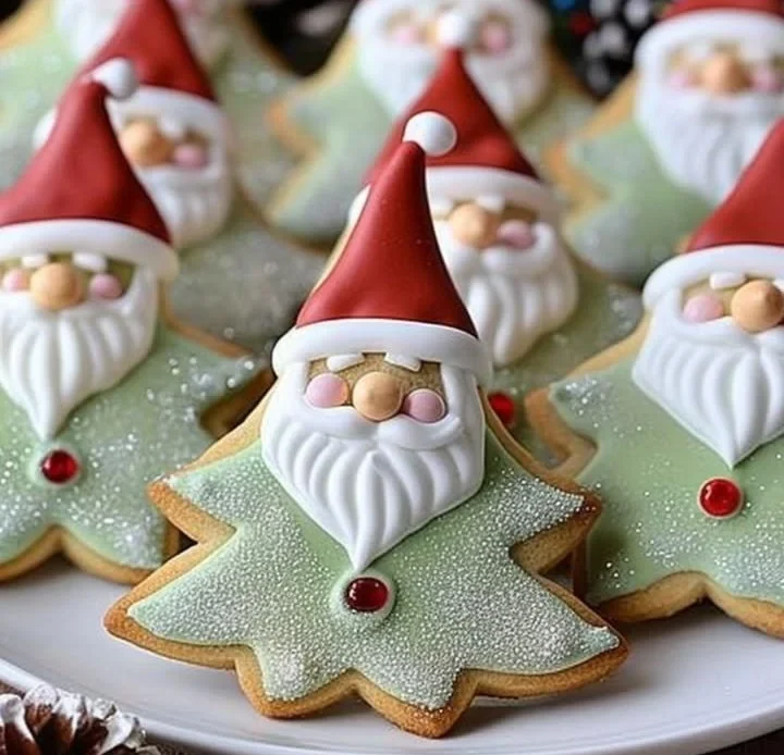 Deliciously decorated Christmas Tree Gnome Cookies for holiday celebrations