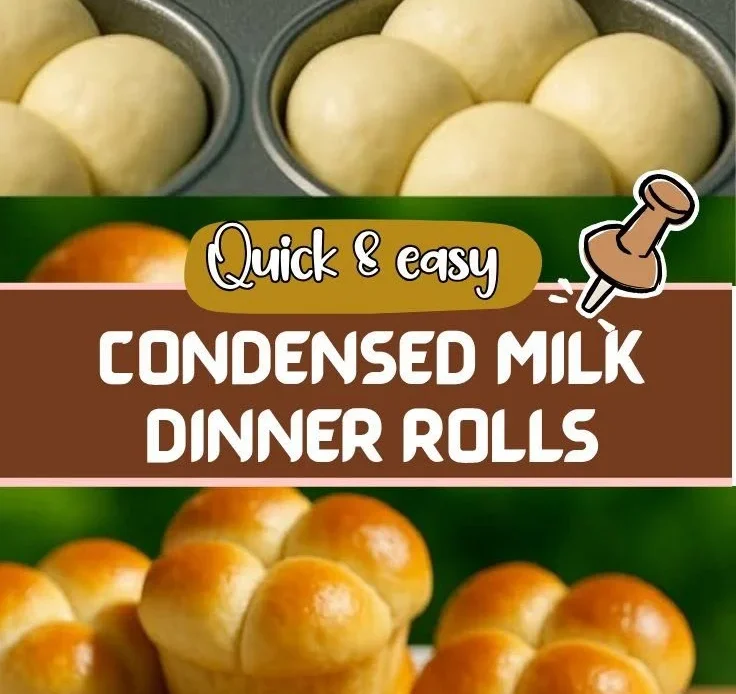 Fluffy condensed milk dinner rolls fresh out of the oven, perfect for dinner.