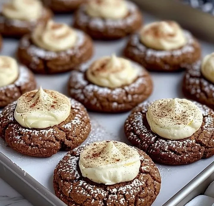 Delicious Gingerbread Cheesecake Cookies decorated for the holidays