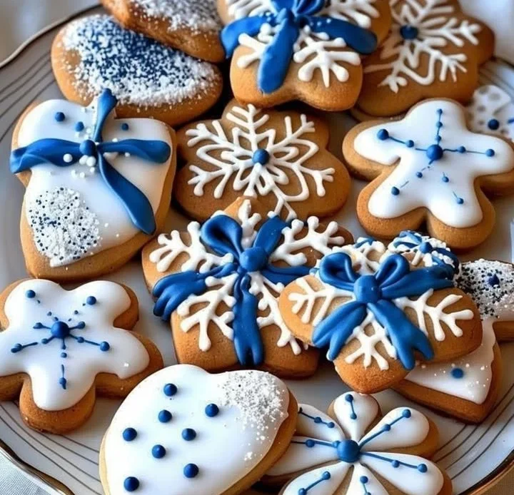 Plate of assorted holiday cookies decorated for the festive season
