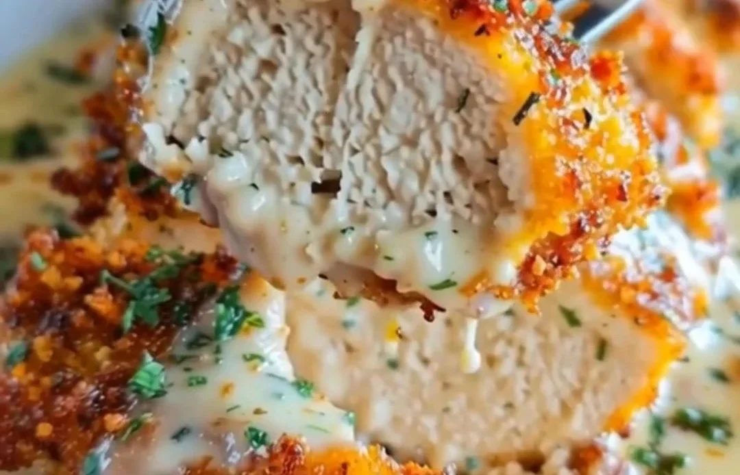 Longhorn-style Parmesan crusted chicken served with sides on a plate