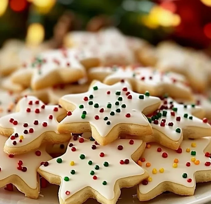 Delicious soft Christmas cookies on a festive plate