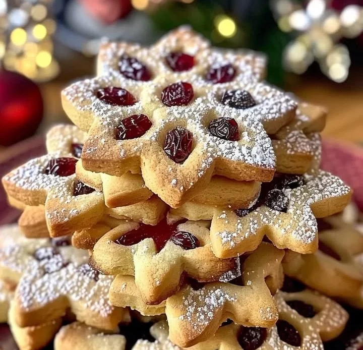 Delicious Sugar Plum Shortbread Cookies displayed on a festive plate
