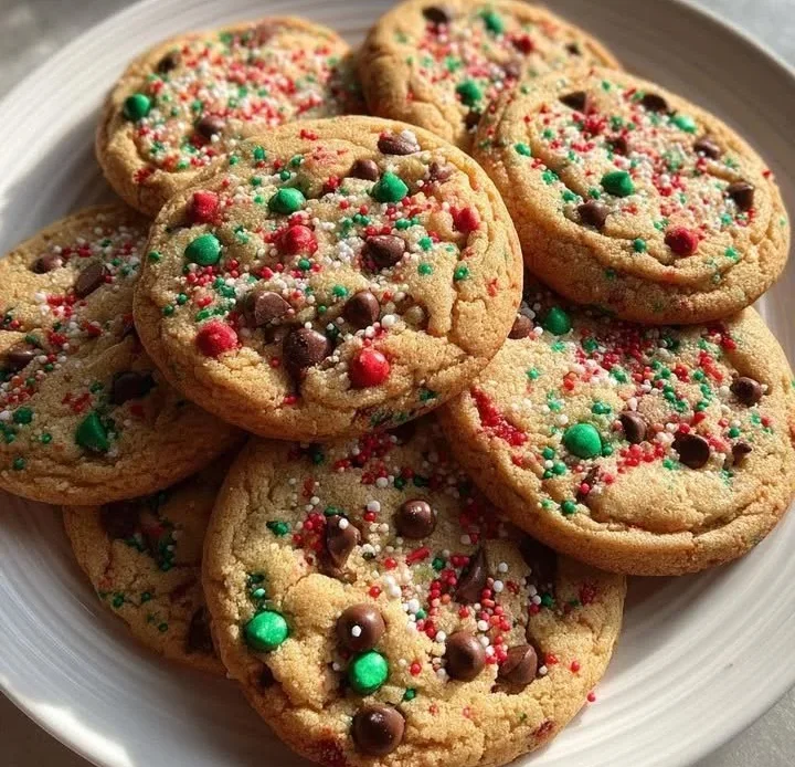 Batch of soft Christmas cookies on a festive plate