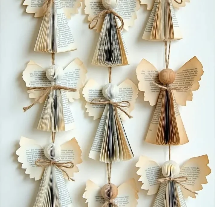 Handmade book page angel ornaments for unique Christmas decor