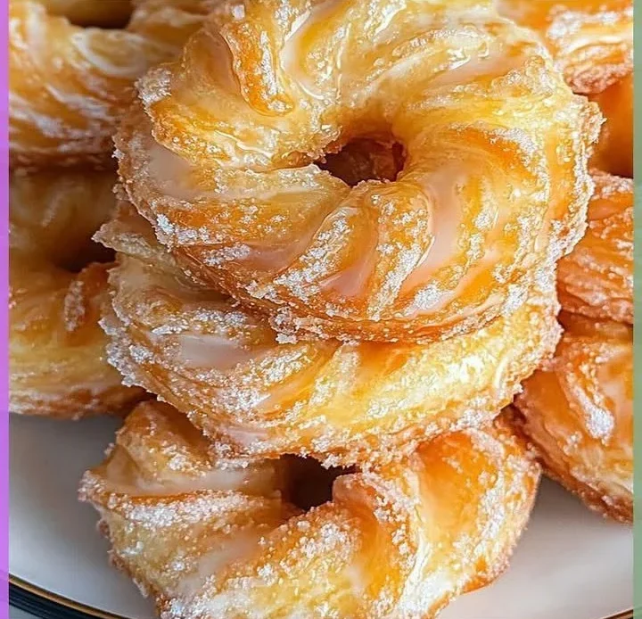 Deliciously fried crullers topped with glaze, perfect for breakfast or dessert.