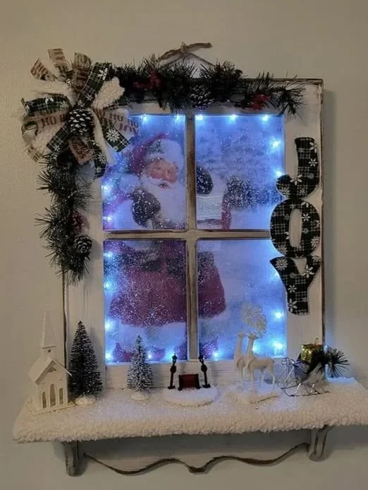 DIY picture frame Christmas wreath decoration for festive home decor.