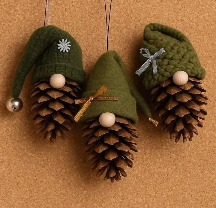 Handmade Pinecone Gnome craft with whimsical details and vibrant colors.