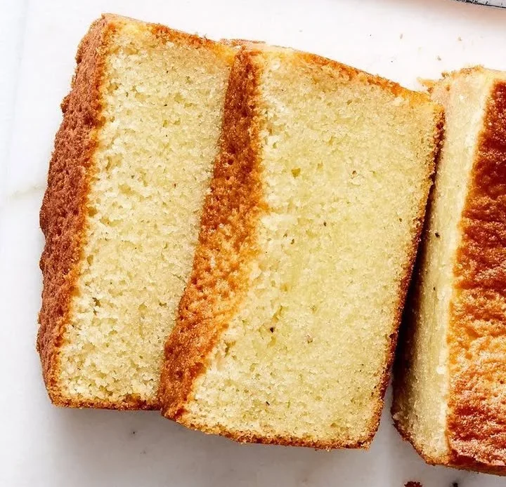 Fluffy rice flour sponge cake freshly baked and served on a plate