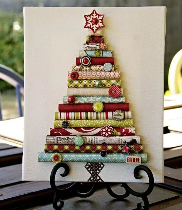 Rolled paper Christmas tree art for festive holiday decor and crafting inspiration