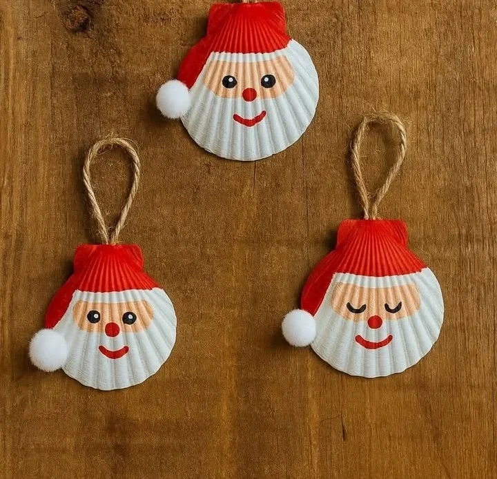 Beautiful Santa Seashell ornament for festive holiday decor